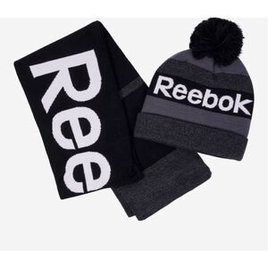 Reebok Men's Pompom Beanie and Scarf Set gift set‎ winter casual gym set NWT